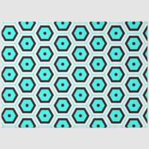 Turquoise Black White Honeycomb Geometric Pattern Tissue Paper
