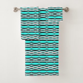 Turquoise Black & White Op Art Geometric Pattern
