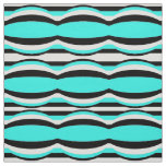 Turquoise Black &amp; White Op Art Geometric Pattern Fabric