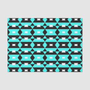 Turquoise Black & White Op Art Geometric Pattern Tissue Paper