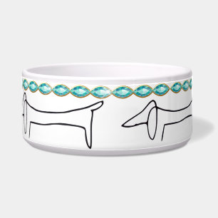 Turquoise Bling Dachshund Pet Bowl