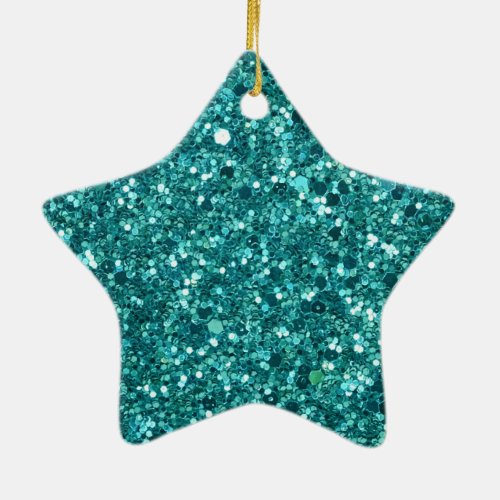 Turquoise Bling sparkle and glitter Ceramic Ornament