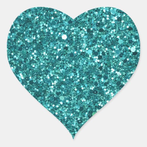 Turquoise Bling sparkle and glitter Heart Sticker