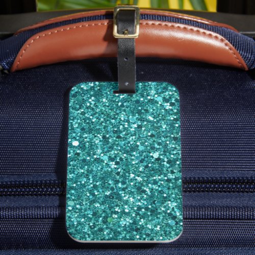 Turquoise Bling sparkle and glitter Luggage Tag