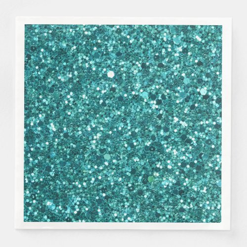 Turquoise Bling sparkle and glitter Paper Dinner Napkins