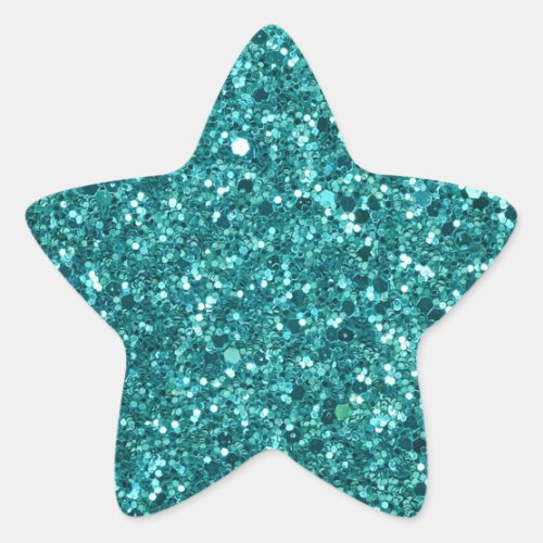 Turquoise Bling sparkle and glitter Star Sticker