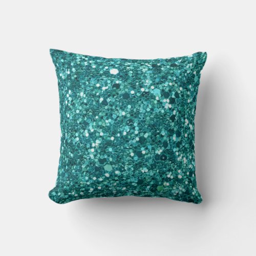 Turquoise Bling sparkle and glitter Throw Pillow