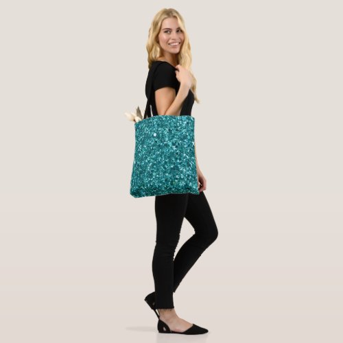 Turquoise Bling sparkle and glitter Tote Bag