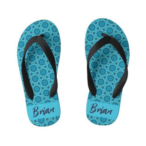 Turquoise Bliss in Azure Waters Kids Flip Flops