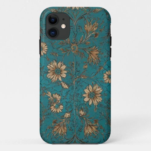 Turquoise Blossom Shiny Pop Art Floral Print iPhone 11 Case