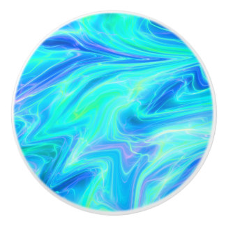 Turquoise Blue Abstract Ceramic Knob