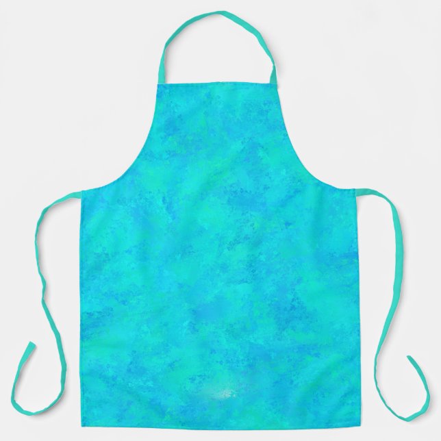 Turquoise Blue Abstract Pattern Apron (Front)