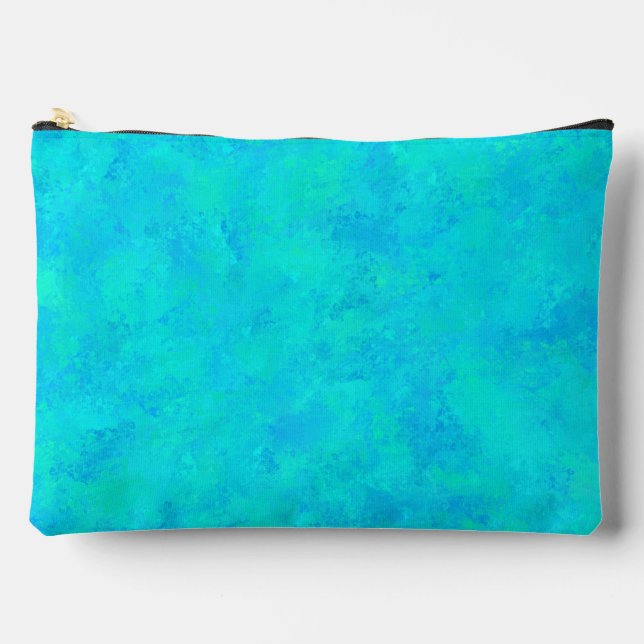 Turquoise Blue Abstract Pattern Large Accessory Pouch (Front)
