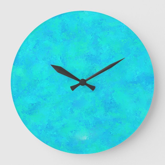 Turquoise Blue Abstract Pattern Large Clock (Front)