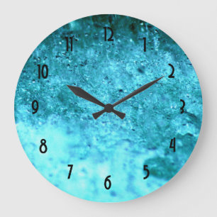 Turquoise Blue Abstract Texture Large Clock