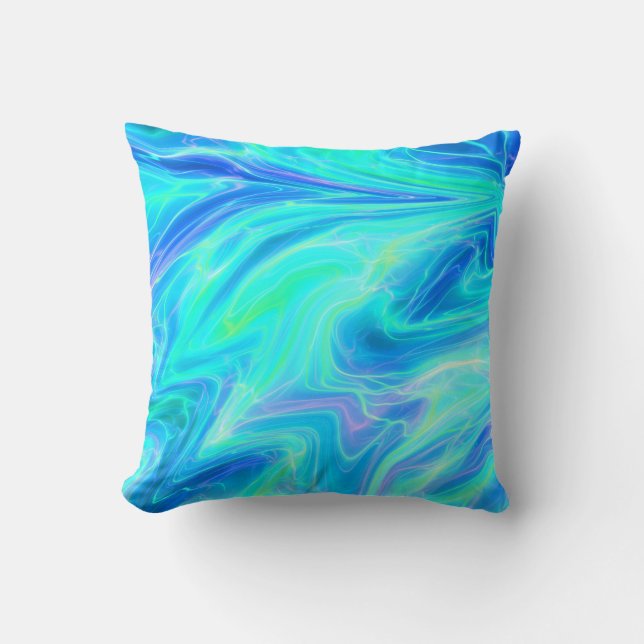Turquoise Blue Abstract Throw Pillow (Front)