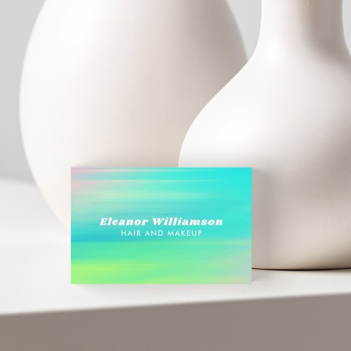 Turquoise Blue Abstract Watercolor Creative Hair Business Card
