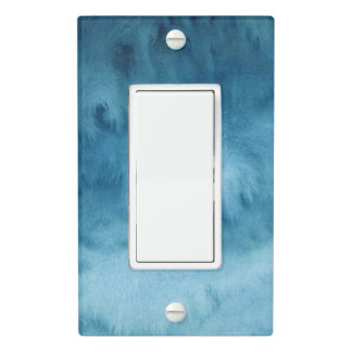 Turquoise Blue Abstract Watercolor Painting Light Switch Cover