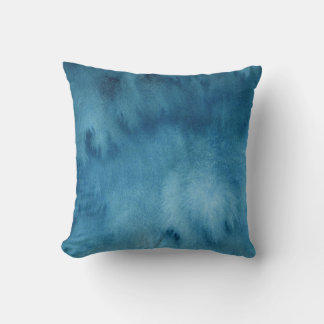 Turquoise Blue Abstract Watercolor Painting Throw Pillow