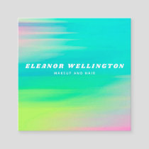 Turquoise Blue Abstract Watercolor Texture  Square Business Card