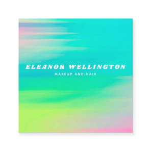 Turquoise Blue Abstract Watercolor Texture  Square Business Card