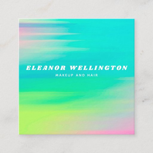 Customizable Turquoise Blue Abstract Watercolor Texture  Square Business Card