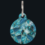 Turquoise Blue Agate Black Gold Geometric Triangle Pet Name Tag<br><div class="desc">This modern and chic teal,  turquoise,  navy blue,  and white agate geode stone triangles outlined in faux printed gold is perfect for the trendy and stylish individual. Its contemporary and classy design is great for many gifts and occasions. Enjoy this abstract and fashionable print for your next purchase!</div>