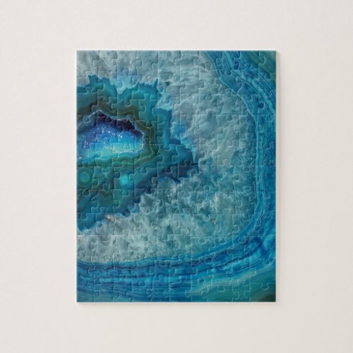 Turquoise Blue Agate Geode Gemstone Jigsaw Puzzle