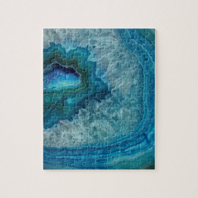 Turquoise Blue Agate Geode Gemstone Jigsaw Puzzle (Vertical)