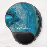 Turquoise Blue Agate Geode Monogram  Name Gel Mouse Pad<br><div class="desc">Turquoise Blue Agate Geode Monogram  Name Template,  ready for you to add your name and monogram to.</div>