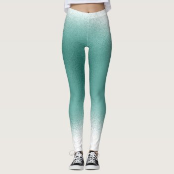 Turquoise Blue Air Brush Look Ombre Leggings by randysgrandma at Zazzle