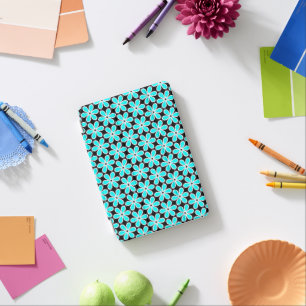Turquoise Blue and Black Floral Pattern   iPad Mini Cover