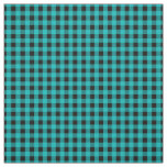 Turquoise Blue and Black Gingham Check Pattern Fabric