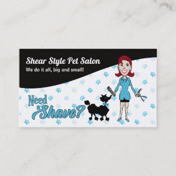 Turquoise Blue And Black Pet Groomer Need A Shave Appointment Card by PAWSitivelyPETs at Zazzle