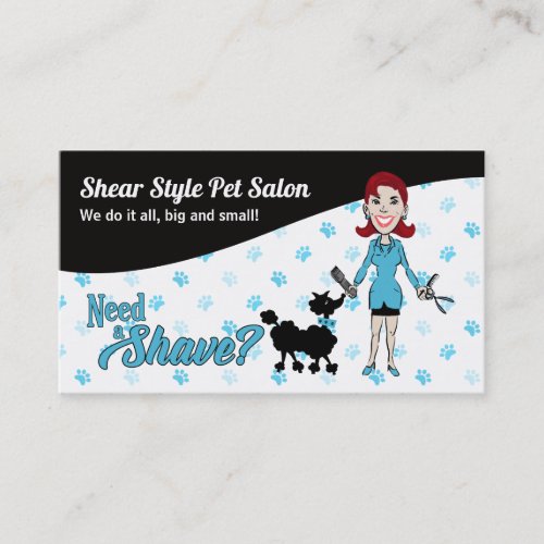 Turquoise Blue and Black Pet Groomer Need a Shave Appointment Card
