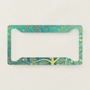 Turquoise Blue and Gold Tree Of Life License Plate Frame