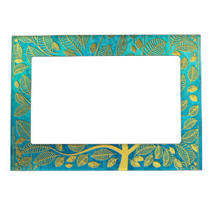 Turquoise Blue and Gold Tree Of Life Magnetic Frame