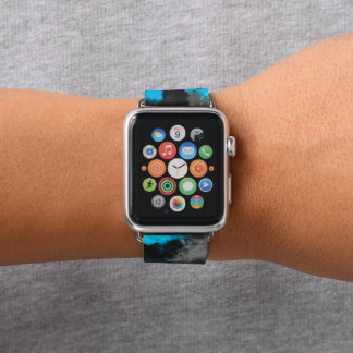 Turquoise blue and gray abstract apple watch band