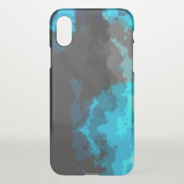 Turquoise blue and gray abstract uncommon iPhone case (Back)