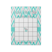 Turquoise Blue and Gray Elephant Baby Shower Game Notepad