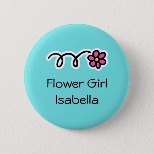 Turquoise blue and pink flower girl buttons
