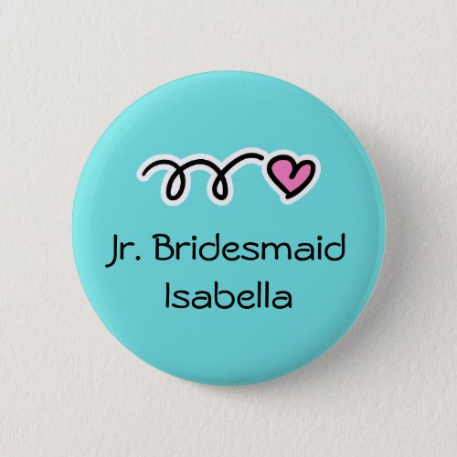 Turquoise blue and pink junior bridesmaid buttons