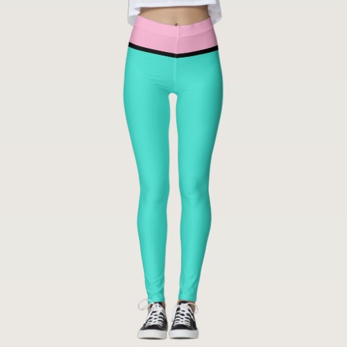 Turquoise Blue and Pink Leggings