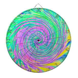 Turquoise Blue and Purple Abstract Swirl Dart Board