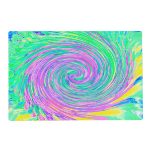 Turquoise Blue and Purple Abstract Swirl Placemat