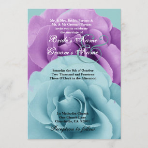 Turquoise Blue and Purple Rose Wedding Template