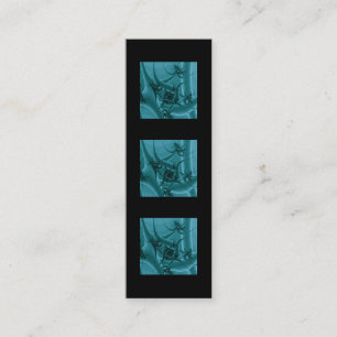 Turquoise Blue and Teal Fractal Art Design. Mini Business Card