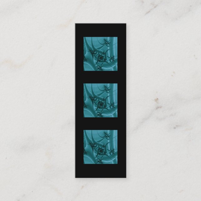 Turquoise Blue and Teal Fractal Art Design. Mini Business Card (Front)