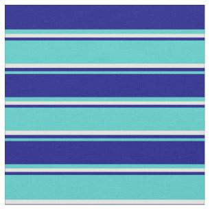 Turquoise, Blue, and White Colored Lined Pattern Fabric