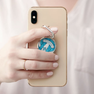 turquoise blue and white girly volleyball phone ring stand